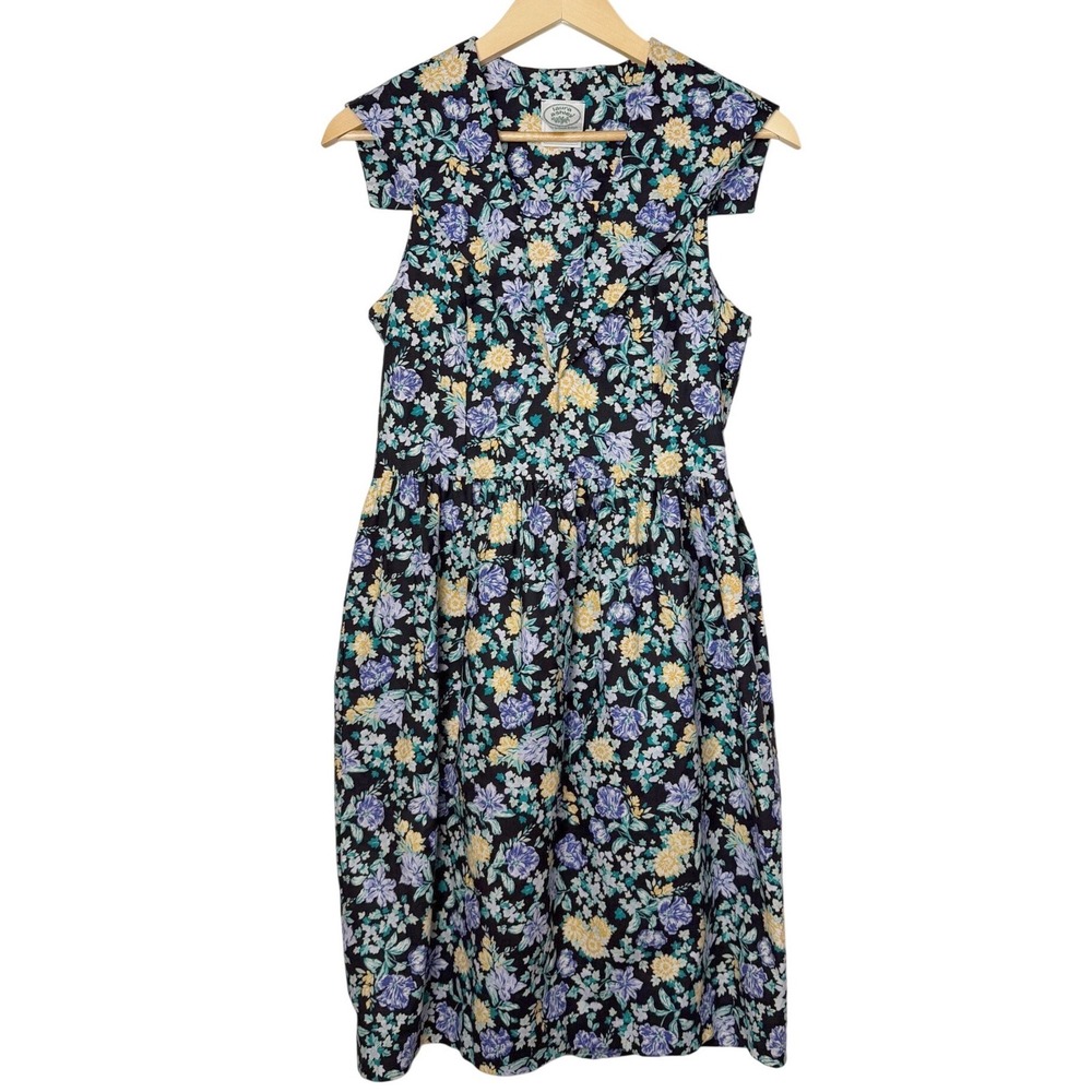 VTG Laura Ashley Floral Cotton Dress Size 8 Cottagecore Sleeveless 80s 90s Mini